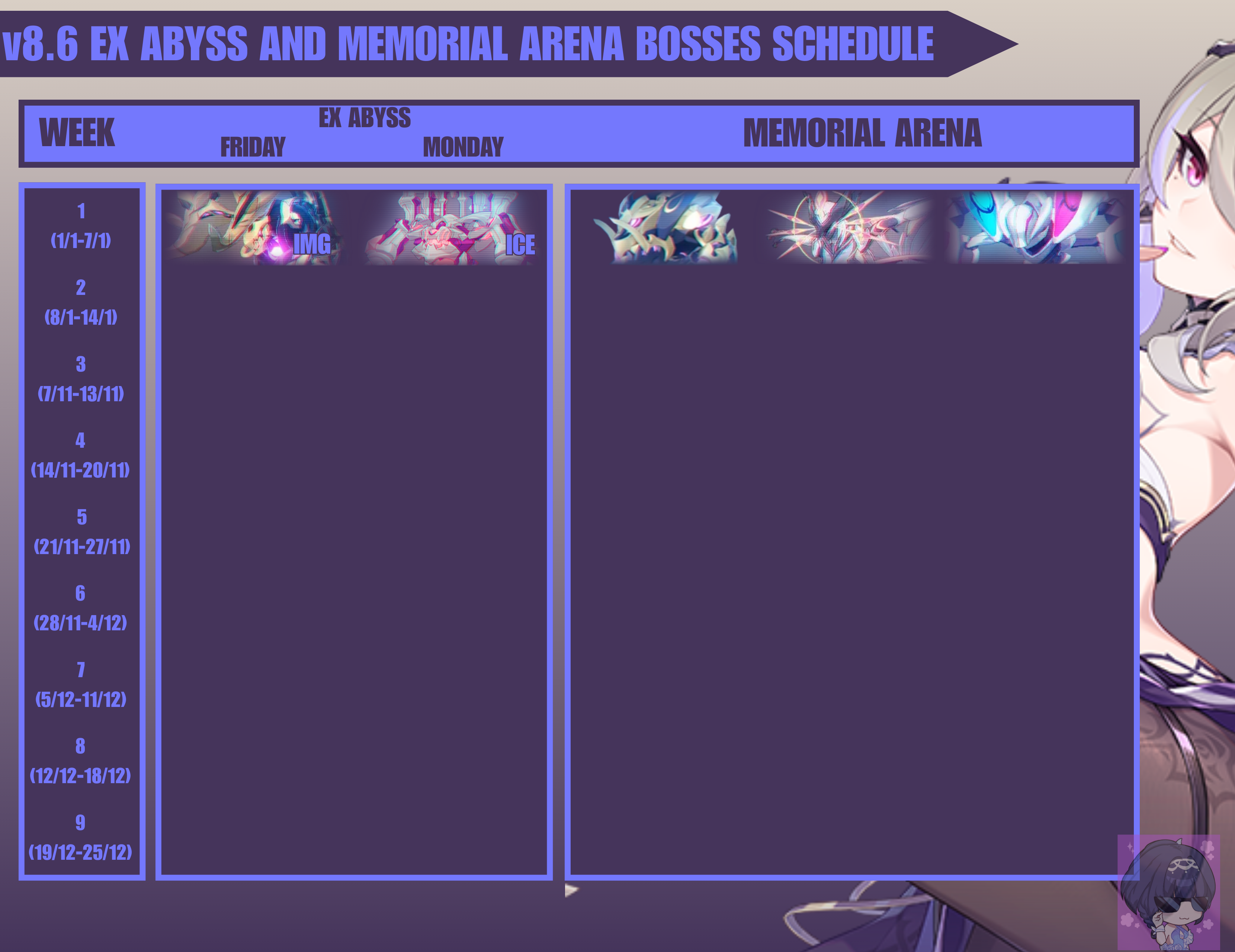 [Version 8.6] Boss Schedule